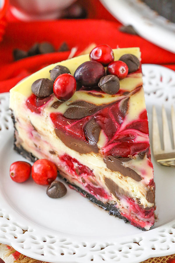 Cranberry Fudge Swirl Cheesecake
