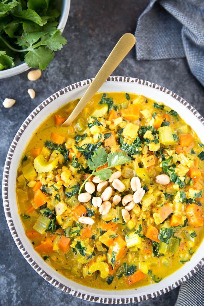 Healthy Curried Cauliflower “Rice” Soup