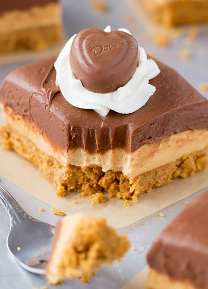 Chocolate Peanut Butter No-Bake Cheesecake Bars