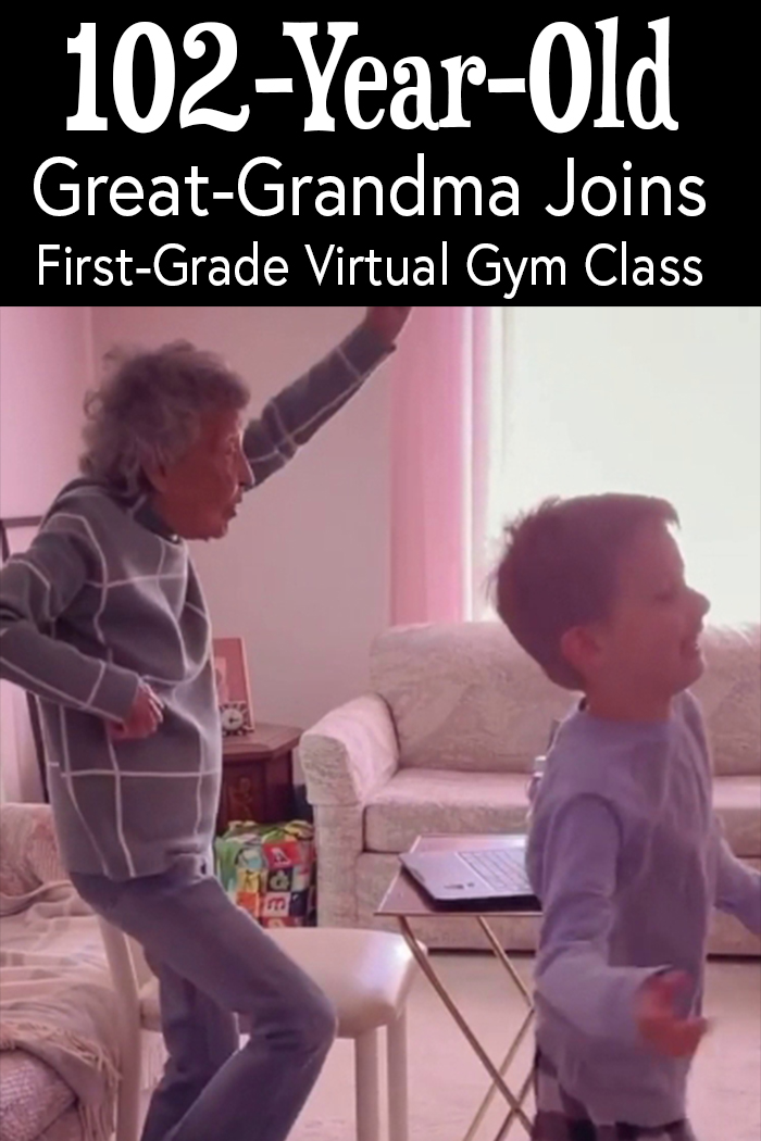 102-Year-Old Great-Grandmother Joins First-Grade Virtual Gym Class